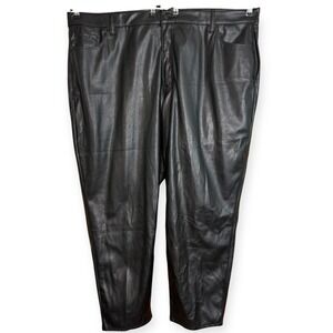 Old‎ Navy Plus Size 24 Black Faux Leather High Rise O.G. Straight Leg Pants